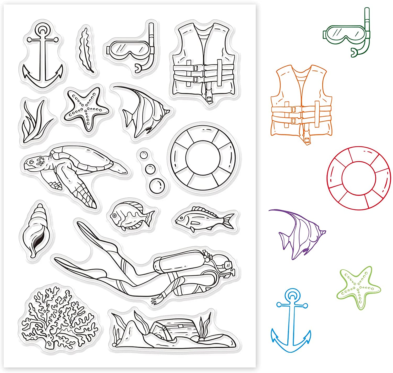 1PC Ocean World Diving Clear S - Clear Silicone Stamps For Card Making 评论和价格