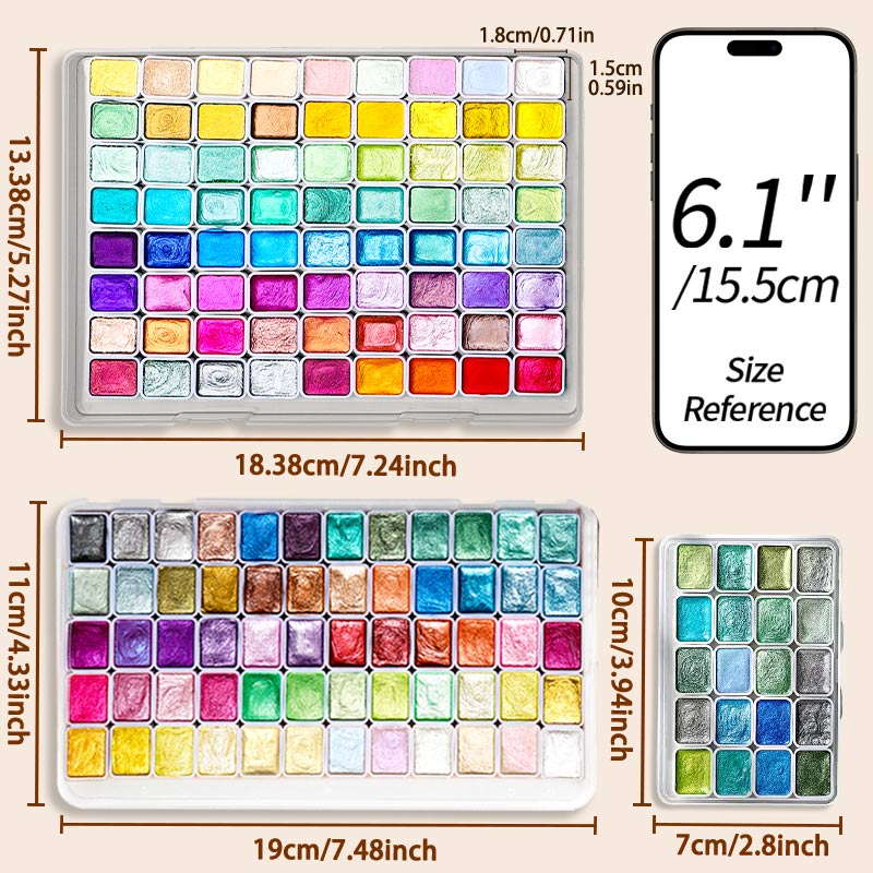 20/24/60/72 Colors Pearl Water - Watercolor Paint Set Solid Pigment 评论和价格