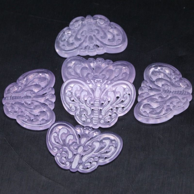 2pc Natural Purple Jade Hollow - Beading 评论和价格