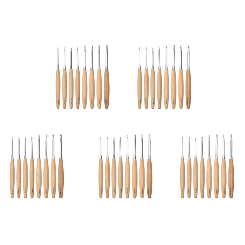 ABJI-40Pcs Wood Crochet Hooks  - Wooden Crochet Hooks Ergonomic Handle 评论和价格