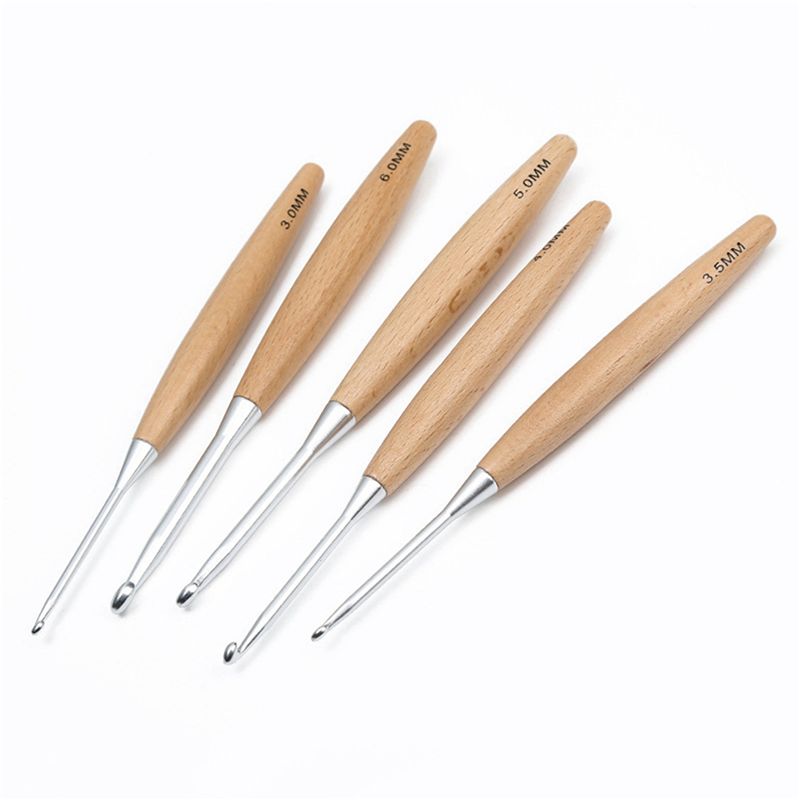 ABJI-40Pcs Wood Crochet Hooks  - Wooden Crochet Hooks Ergonomic Handle 评论和价格