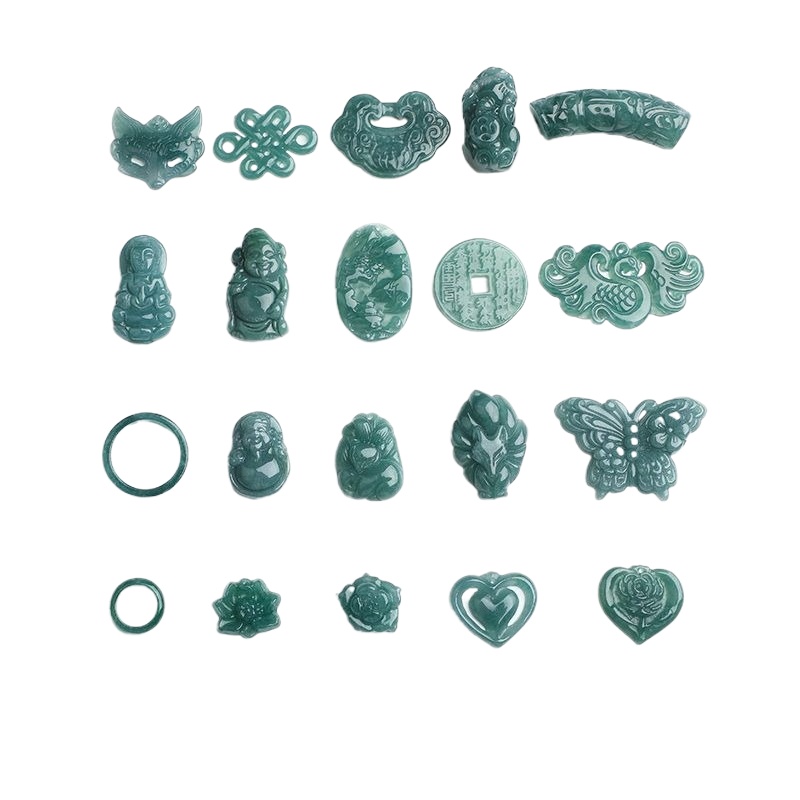 2PC Natural Blue Water Jadeite - Beading 评论和价格