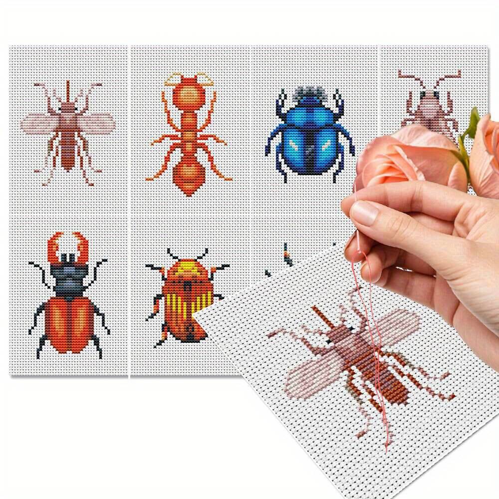 8Pcs Insect Cross Stitch Embro - Cotton Embroidery Thread Skeins 评论和价格