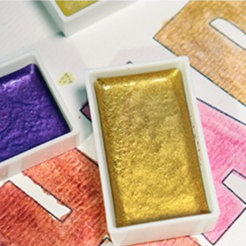 6-color Water-soluble Metal Pe - Watercolor Paint Set Solid Pigment 评论和价格