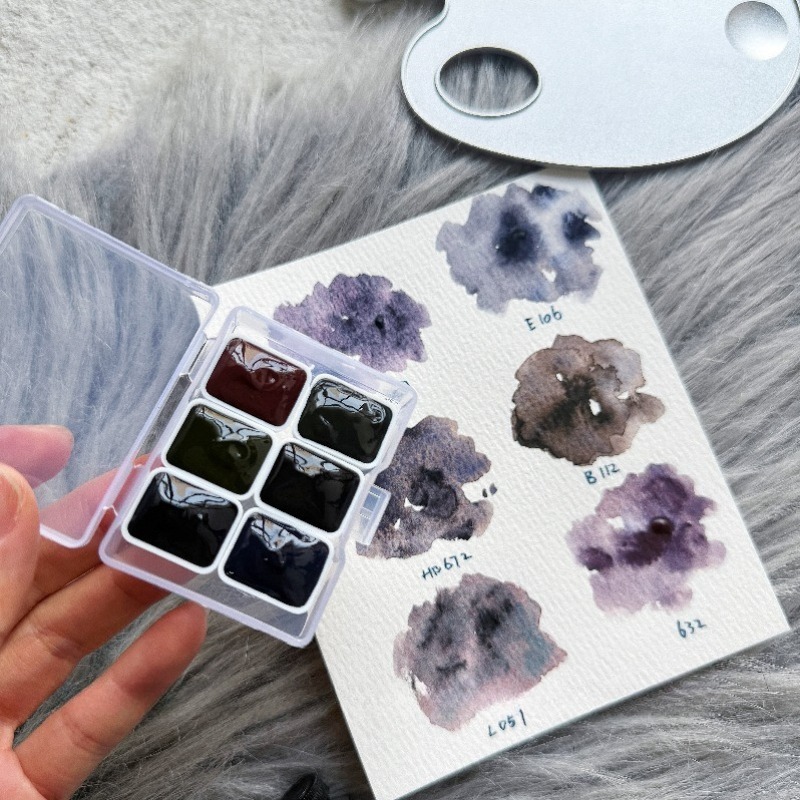 6 Colors 1ml White Night Colle - Watercolor Paint Set Solid Pigment 评论和价格